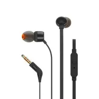 Hands Free JBL Tune 110 In-ear 3.5mm Pure Bass Sound 9mm with Mic and Flat Cable JBLT110BK 1.2m Black