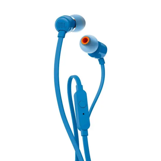 Hands Free JBL Tune 110 In-ear 3.5mm Pure Bass Sound 9mm with Mic and Flat Cable JBLT110BLU 1.2m Blue