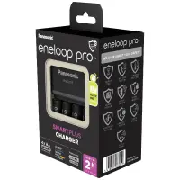 Battery Charger Panasonic Eneloop Pro BQ-CC55E Smart & Quick for AA/AAA + 4 Batteries size AA BK-3HCDE/2BE 2500 mAh Ni-MH 1.2 V Eco Pack