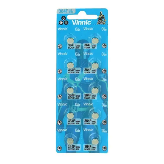 Buttoncell Vinnic 364 SR621SW 1.55V Pcs. 10 with Perferated Packaging