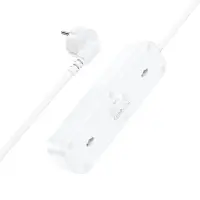 Power Strip Hoco NS2 with 3 x Inlet Sockets 4000W + 3 x USB-A Output 12W 5V/2.4A and On/Off Switch with Cable 1.8 m White