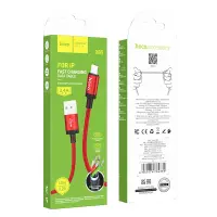 Data Cable Hoco X89 Wind USB to Lightning 2.4A Red 1m Braided