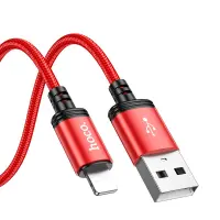 Data Cable Hoco X89 Wind USB to Lightning 2.4A Red 1m Braided