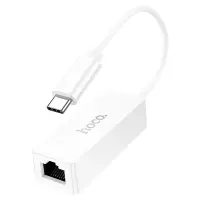 Hoco UA22 USB-C Male to RJ45 OTG 100Mbps 13cm White