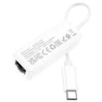 Hoco UA22 USB-C Male to RJ45 OTG 100Mbps 13cm White