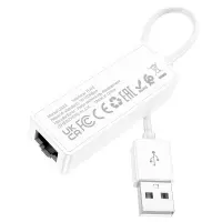 Hoco UA22 USB Male to RJ45 OTG 100Mbps 15cm White