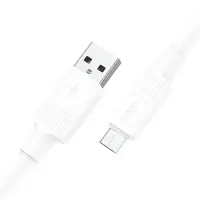 Data Cable Hoco X84 Solid USB to Micro USB 2.4A White 1m Extra Durability