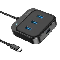 Hub USB-C Hoco HB31 Easy 4-in-1 with 4 χ USB3.0 Black 20cm