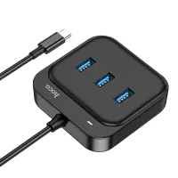 Hub USB-C Hoco HB31 Easy 4-in-1 with 4 χ USB3.0 Black 20cm