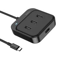 Hub USB-C Hoco HB31 Easy 4-in-1 with 4 x USB2.0 Black 20cm