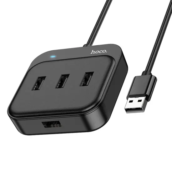 Hub USB Hoco HB31 Easy 4-in-1 with 4 x USB2.0 1.2m Black