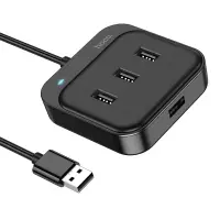 Hub USB Hoco HB31 Easy 4-in-1 with 4 x USB2.0 1.2m Black