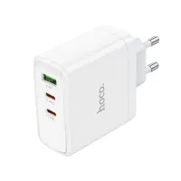 Travel Charger Hoco N30 Glory Fast Charging PD65W QC3.0 with 2 x USB-C and 1 x USB 5V/3A White GaN Tech