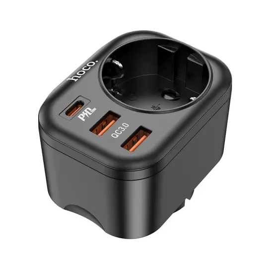 Multifunctional Socket Hoco NS3 with USB-C PD20W QC3.0 18W and 2 x USB 5V/3A QC3.0 4000W Black