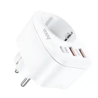 Multifunctional Socket Hoco NS3 with USB-C PD20W QC3.0 18W and 2 x USB 5V/3A QC3.0 4000W White