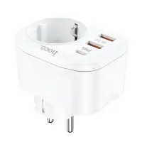 Multifunctional Socket Hoco NS3 with USB-C PD20W QC3.0 18W and 2 x USB 5V/3A QC3.0 4000W White