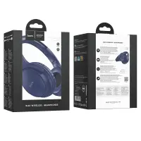 Wireless Stereo Headphone Hoco W40 Mighty V5.3 200mAh with Micro SD, AUX port and Control Buttons Blue