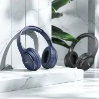 Wireless Stereo Headphone Hoco W40 Mighty V5.3 200mAh with Micro SD, AUX port and Control Buttons Blue