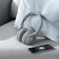 Wireless Stereo Headphone Hoco W40 Mighty V5.3 200mAh with Micro SD, AUX port and Control Buttons Grey