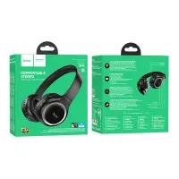 Wireless Stereo Headphone Hoco W41 Charm V5.3 200mAh with Micro SD, AUX port and Control Buttons Black