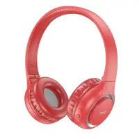 Wireless Stereo Headphone Hoco W41 Charm V5.3 200mAh with Micro SD, AUX port and Control Buttons Red