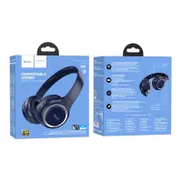 Wireless Stereo Headphone Hoco W41 Charm V5.3 200mAh with Micro SD, AUX port and Control Buttons Blue