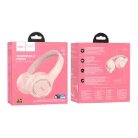 Wireless Stereo Headphone Hoco W41 Charm V5.3 200mAh with Micro SD, AUX port and Control Buttons Pink