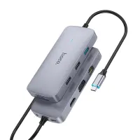 Hub USB-C Hoco HB33 Easy 10-in-1 with HDMI 4K USB-C PD100W USB3.0 2xUSB SD Micro-SD RJ45 VGA and 3.5mm Grey18cm