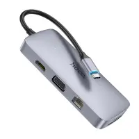 Hub USB-C Hoco HB33 Easy 10-in-1 with HDMI 4K USB-C PD100W USB3.0 2xUSB SD Micro-SD RJ45 VGA and 3.5mm Grey18cm