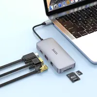 Hub USB-C Hoco HB33 Easy 10-in-1 with HDMI 4K USB-C PD100W USB3.0 2xUSB SD Micro-SD RJ45 VGA and 3.5mm Grey18cm