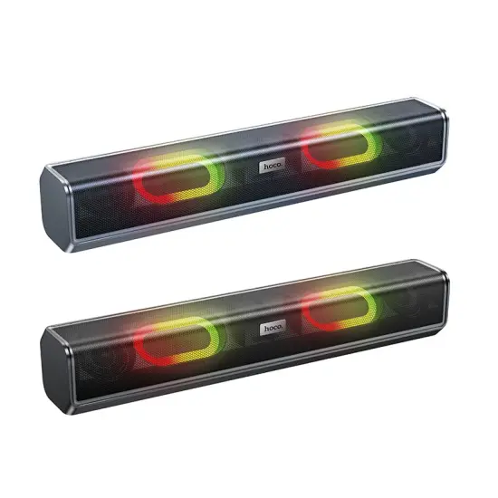 Wireless Speaker Hoco BS49 Dazzling Sound Black TWS BT V5.1 2x5W 1800mAh FM USB 3.5mm Micro-SD and LED Lights