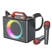 Wireless Speaker Hoco BS57 Jenny TWS Black BT V5.0 25W 4800mAh USB 3.5mm FM with 2 Wireless Microphones and LED Lights