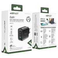 Travel Charger Acefast A41 Fast Charging 2xUSB-C PD3.0 QC4.0 USB-A PD65W GaN Black