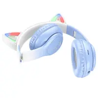 Wireless Headphone Stereo Hoco W42 Cat Ears 400mAh with Micro SD and AUX Crystal Blue