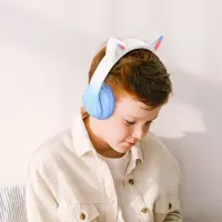 Wireless Headphone Stereo Hoco W42 Cat Ears 400mAh with MicroSD and AUX Crystal Blue
