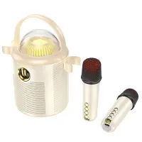 Wireless Speaker Hoco BS59 Pearlescent Karaoke TWS V5.1 2x10W 1800mAh  AUX Port Micro SD with 2 Wireless Mics Beige