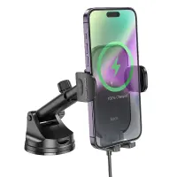 Car Mount Hoco HW5 Journey Black with Fast Wireless Charger up to 15W Black 4.5"-7"