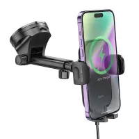 Car Mount Hoco HW5 Journey Black with Fast Wireless Charger up to 15W Black 4.5"-7"