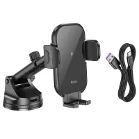 Car Mount Hoco HW5 Journey Black with Fast Wireless Charger up to 15W Black 4.5"-7"