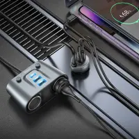 Car Charger Hoco Z51 Establisher 3xUSB QC3.0 and 2xUSB-C PD30W with Dual Cigarette Lighter Port 147W