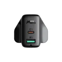 Travel Charger Acefast A8 Fast Charging USB-C PD32W USB-A Black with UK Plug