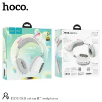 Wireless Stereo Headphones Hoco ESD13 Cat Ear BT5.3 FM 400mAh with Mic and Noise Reduction White