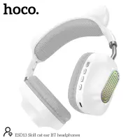 Wireless Stereo Headphones Hoco ESD13 Cat Ear BT5.3 FM 400mAh with Mic and Noise Reduction White