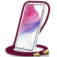 Case Ancus Crossbody for Apple iPhone 15 Transparent with Red Strap