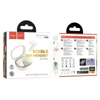 Wireless Hands Free Hoco EQ6 Shadow TWS V5.3 320mAh 7h Talk Time with LED display and Siri Compatible Milky White