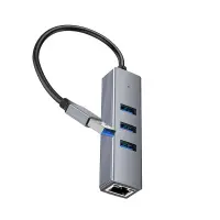 Adapter Hoco HB34 3 x USB to USB 3.0  and RJ45 with Data Transfer 1000Mbps Metal Grey