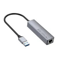 Adapter Hoco HB34 3 x USB to USB 3.0  and RJ45 with Data Transfer 1000Mbps Metal Grey