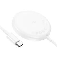 Charger Hoco CW52 Enjoy Magnetic Magsafe 15W with USB-C Cable 1m White