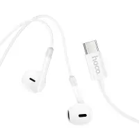 Hands Free Hoco M109 Earphones Stereo USB-C Compatible with All USB-C Devices White 1.2m