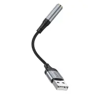 Audio Adaptor Hoco LS36 Fresh USB to 3.5mm Hi-Fi Compatible with all Devices Braided 12cm